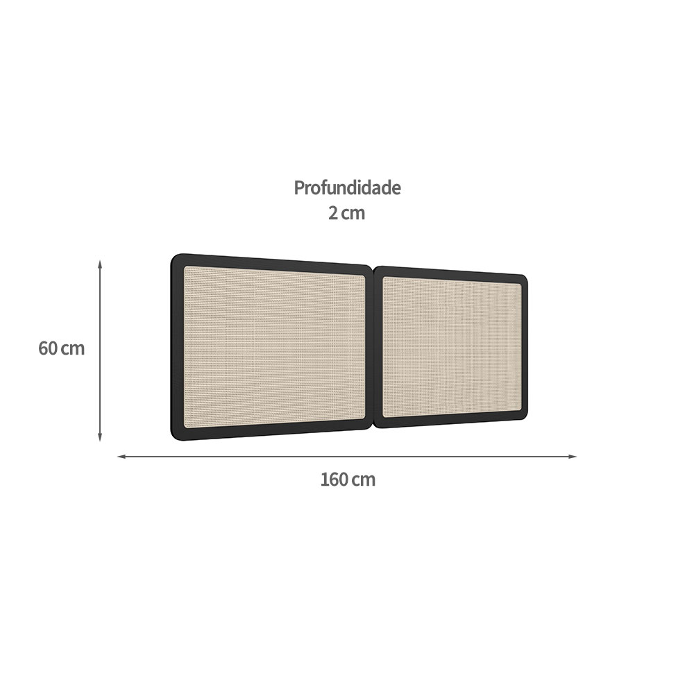 Conjunto de Cabeceira Casal com 2 Mesas de Apoio Oslo 1 GV Preto e Dourado