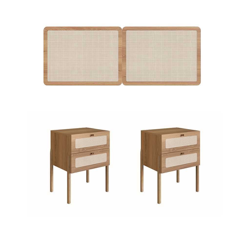 Conjunto de Cabeceira Casal com 2 Mesas de Apoio Oslo 2 GV Hanover