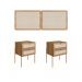 Conjunto de Cabeceira Casal com 2 Mesas de Apoio Oslo 2 GV Hanover e Dourado