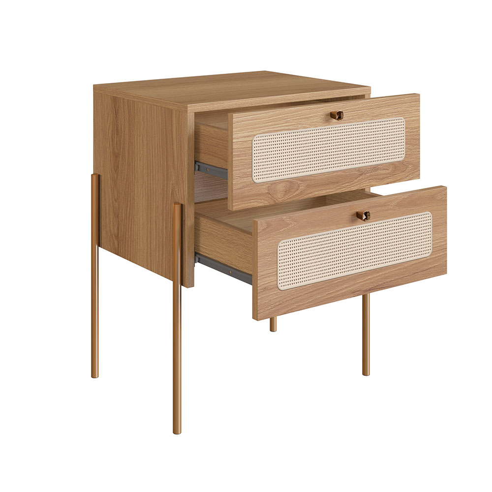 Conjunto de Cabeceira Casal com 2 Mesas de Apoio Oslo 2 GV Hanover e Dourado