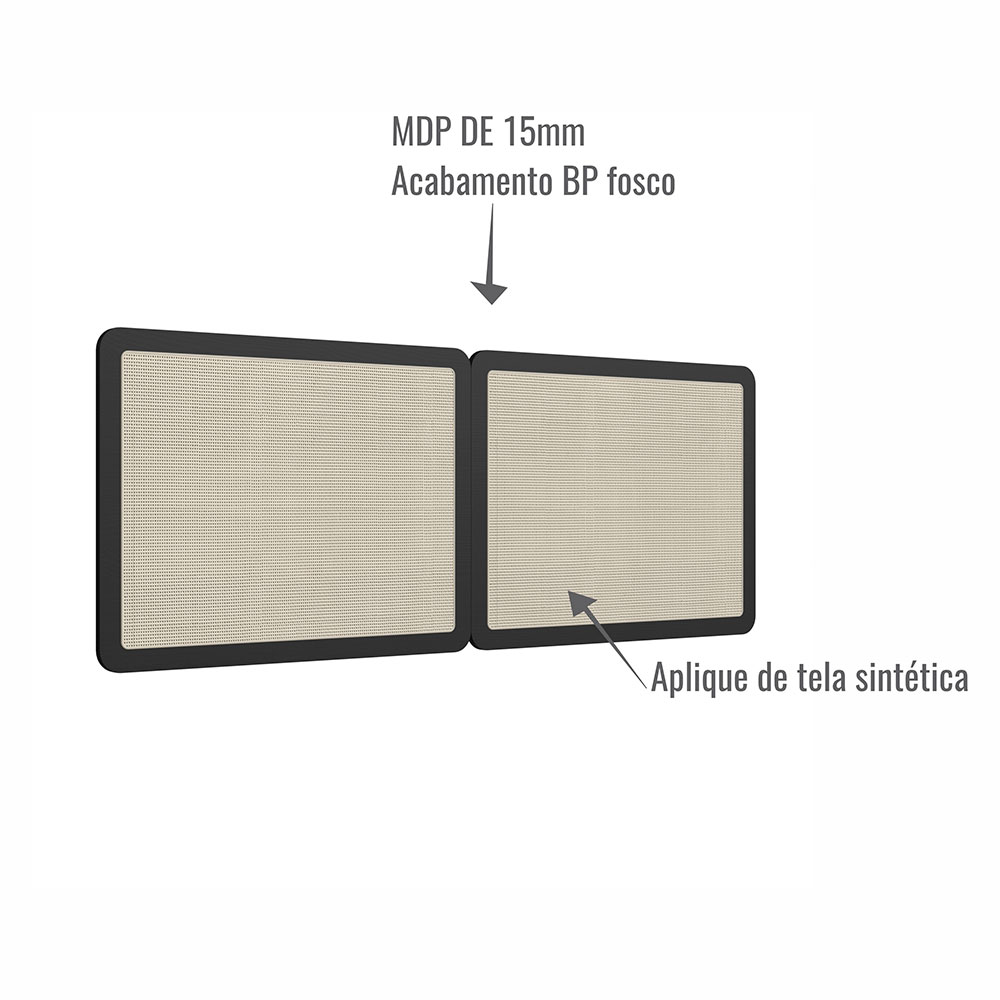 Conjunto de Cabeceira Casal com 2 Mesas de Apoio Oslo 2 GV Nero e Preta