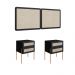 Conjunto de Cabeceira Casal com 2 Mesas de Apoio Oslo 2 GV Preto e Dourado