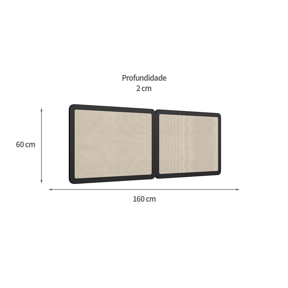 Conjunto de Cabeceira Casal com 2 Mesas de Apoio Oslo 2 GV Preto e Dourado
