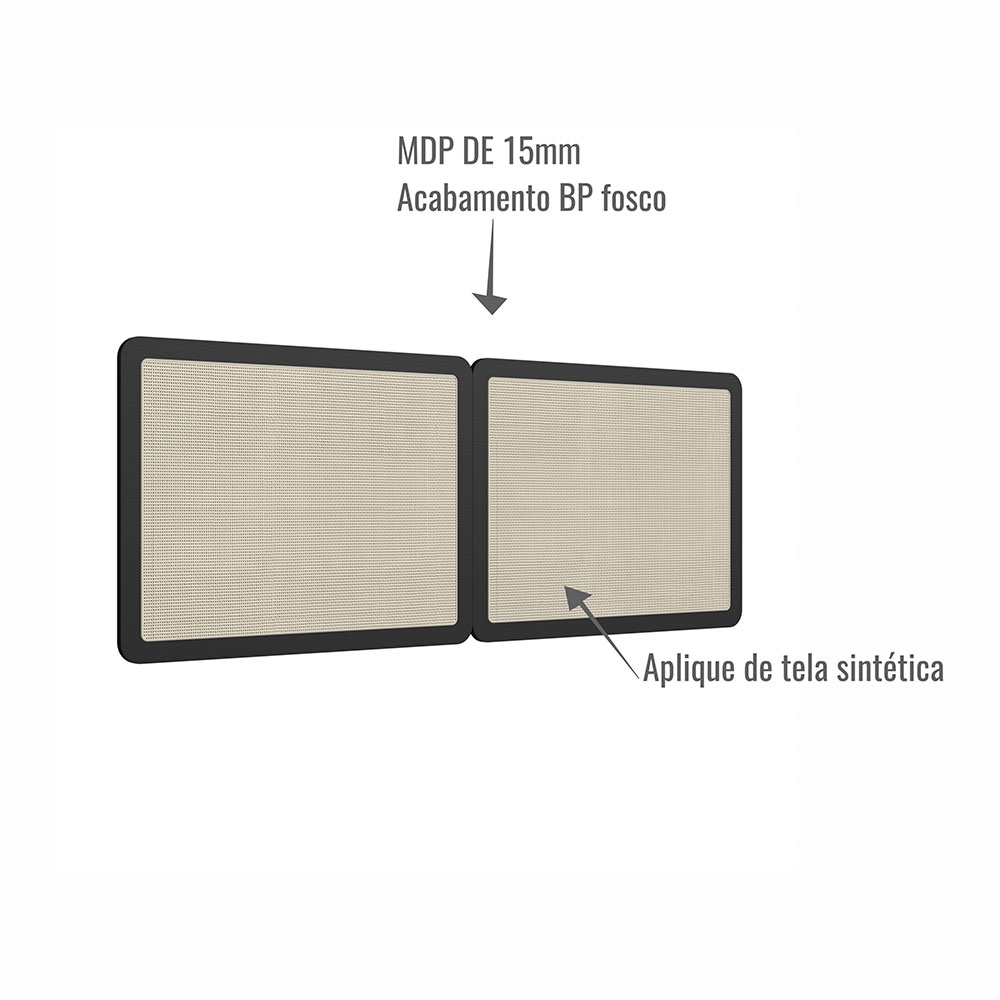 Conjunto de Cabeceira Casal com 2 Mesas de Apoio Oslo 2 GV Preto e Dourado