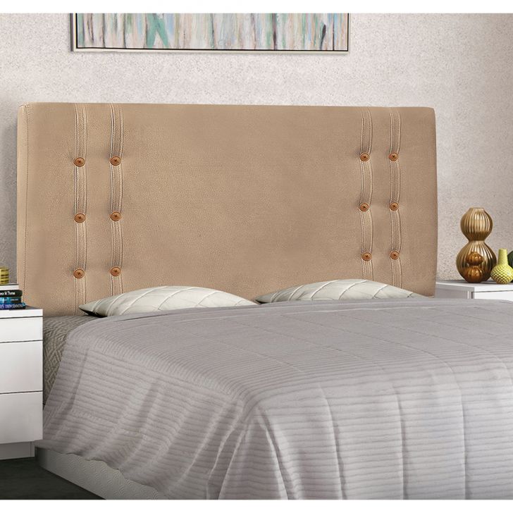 Conjunto de Cabeceira Casal com Recamier Gênova Suede Bege