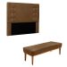 Conjunto de Cabeceira Casal com Recamier Gênova Suede Caramelo