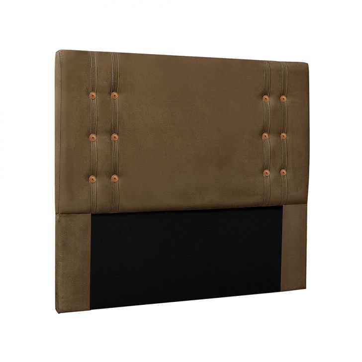 Conjunto de Cabeceira Casal com Recamier Gênova Suede Caramelo