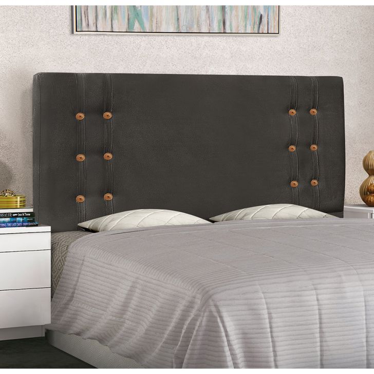 Conjunto de Cabeceira Casal com Recamier Gênova Suede Cinza