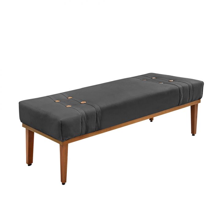 Conjunto de Cabeceira Casal com Recamier Gênova Suede Cinza