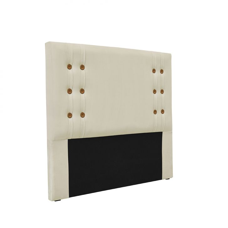 Conjunto de Cabeceira Casal com Recamier Gênova Veludo Bege