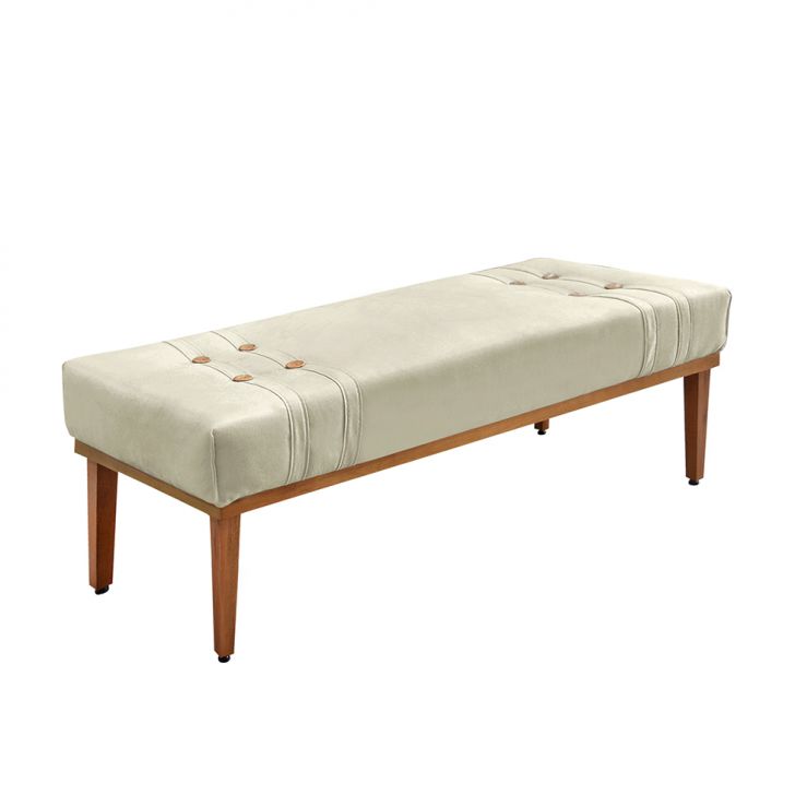Conjunto de Cabeceira Casal com Recamier Gênova Veludo Bege