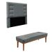 Conjunto de Cabeceira Casal com Recamier Gênova Veludo Cinza