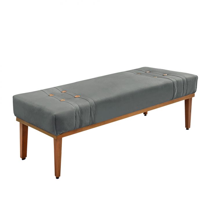 Conjunto de Cabeceira Casal com Recamier Gênova Veludo Cinza