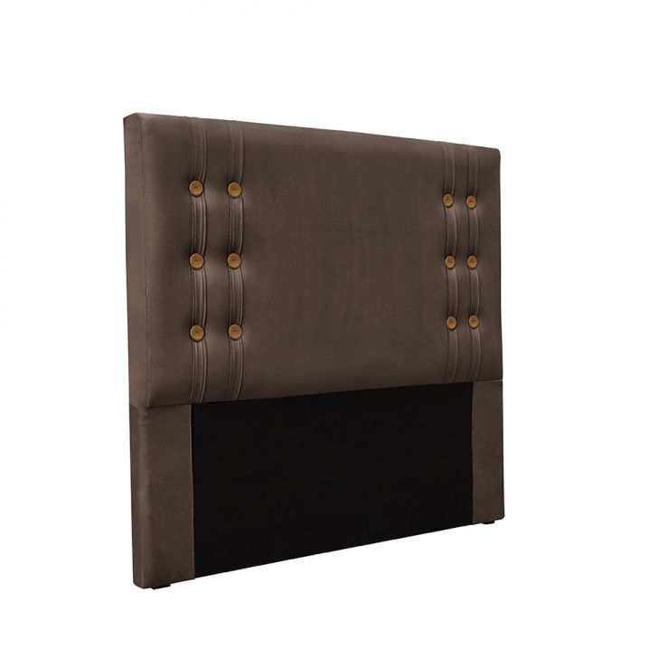 Conjunto de Cabeceira Casal com Recamier Gênova Veludo Marrom