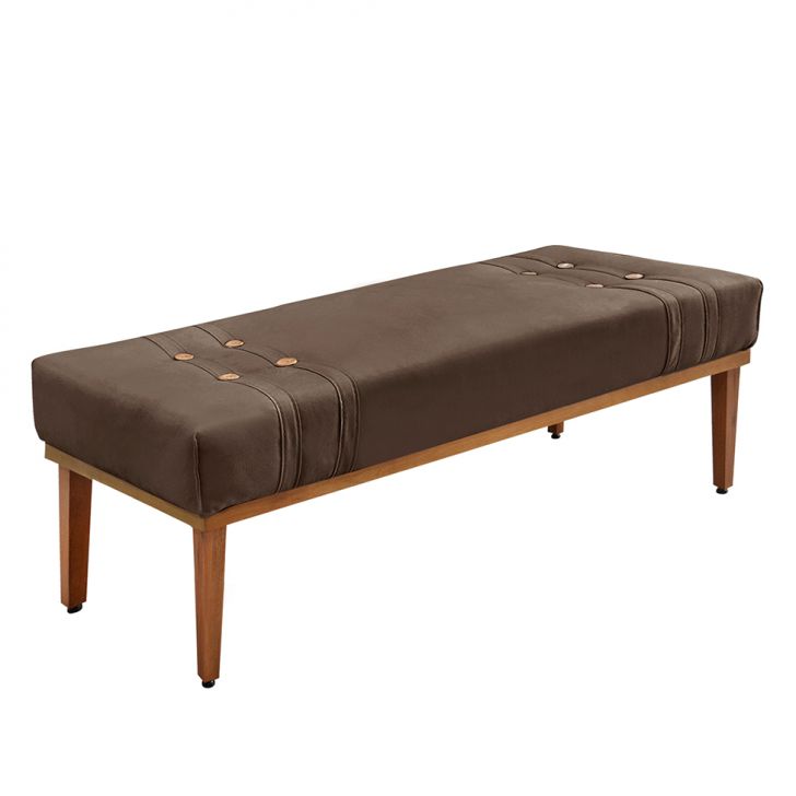 Conjunto de Cabeceira Casal com Recamier Gênova Veludo Marrom