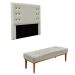 Conjunto de Cabeceira Casal com Recamier Gênova Veludo Prata