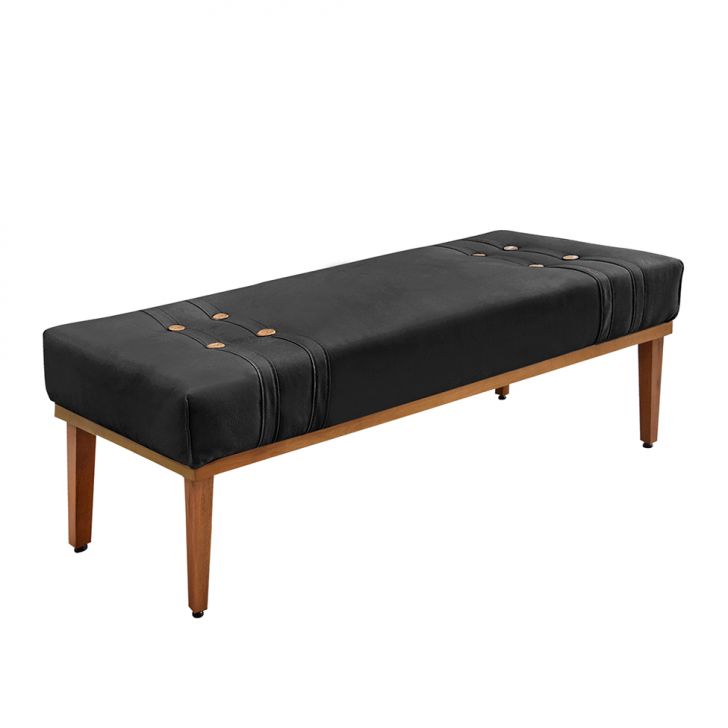 Conjunto de Cabeceira Casal com Recamier Gênova Veludo Preto