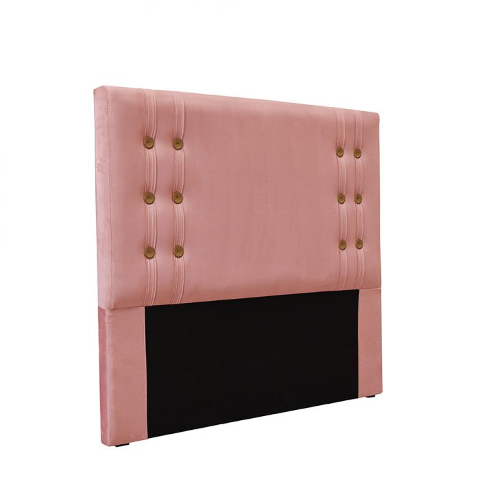 Conjunto de Cabeceira Casal com Recamier Gênova Veludo Rosa