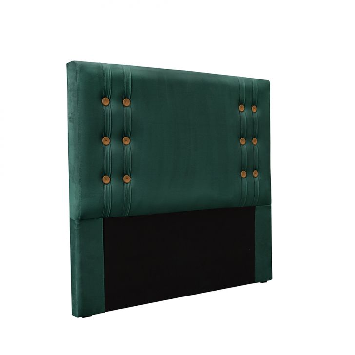 Conjunto de Cabeceira Casal com Recamier Gênova Veludo Verde