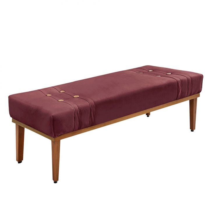 Conjunto de Cabeceira Casal com Recamier Gênova Veludo Vinho