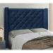 Conjunto de Cabeceira Casal com Recamier Vicenza Suede Azul Marinho