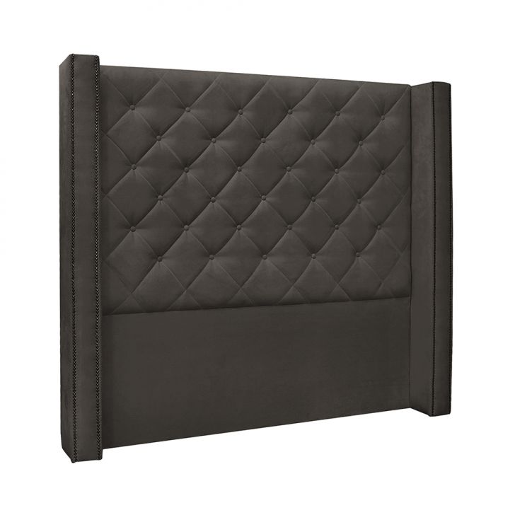 Conjunto de Cabeceira Casal com Recamier Vicenza Suede Cinza