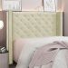 Conjunto de Cabeceira Casal com Recamier Vicenza Veludo Bege