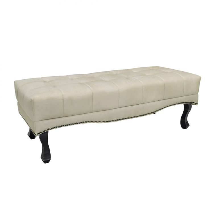 Conjunto de Cabeceira Casal com Recamier Vicenza Veludo Bege