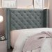 Conjunto de Cabeceira Casal com Recamier Vicenza Veludo Cinza