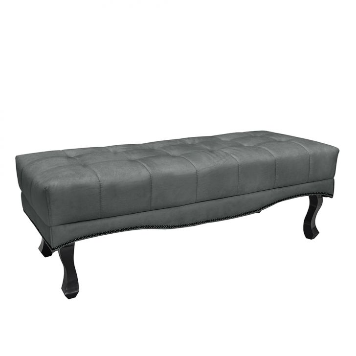 Conjunto de Cabeceira Casal com Recamier Vicenza Veludo Cinza