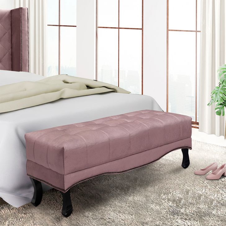 Conjunto de Cabeceira Casal com Recamier Vicenza Veludo Lilás