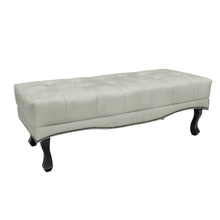 Conjunto de Cabeceira Casal com Recamier Vicenza Veludo Prata