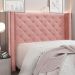 Conjunto de Cabeceira Casal com Recamier Vicenza Veludo Rosa