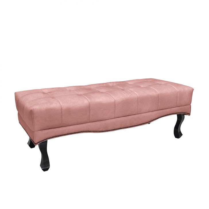 Conjunto de Cabeceira Casal com Recamier Vicenza Veludo Rosa