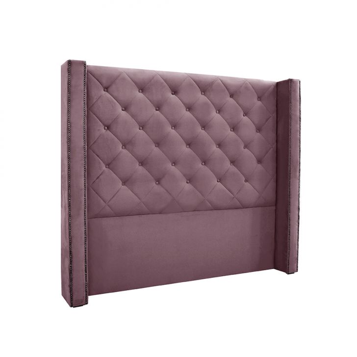 Conjunto de Cabeceira Casal com Recamier Vicenza Veludo Uva