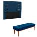 Conjunto de Cabeceira King com Recamier Gênova Suede Azul Marinho