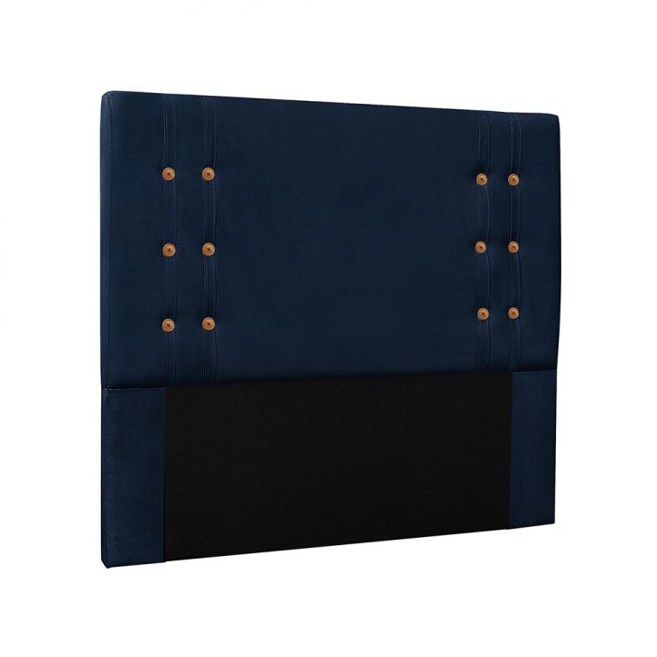 Conjunto de Cabeceira King com Recamier Gênova Suede Azul Marinho
