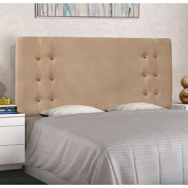 Conjunto de Cabeceira King com Recamier Gênova Suede Bege