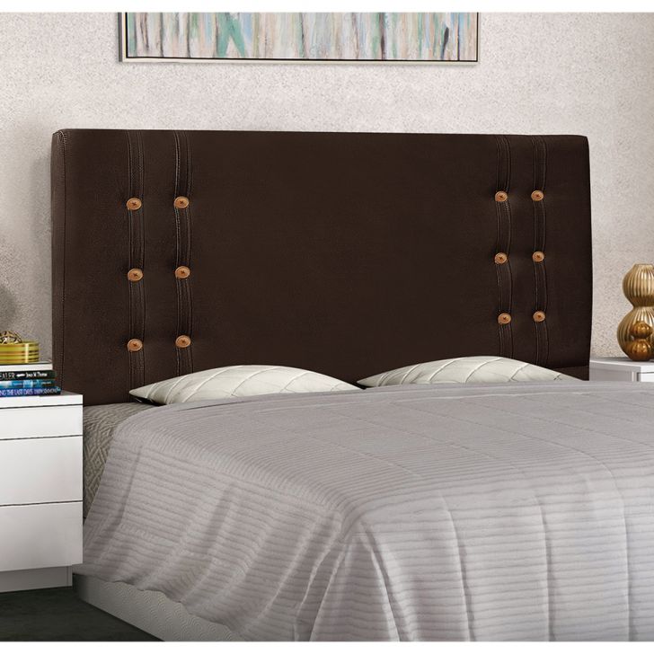 Conjunto de Cabeceira King com Recamier Gênova Suede Café