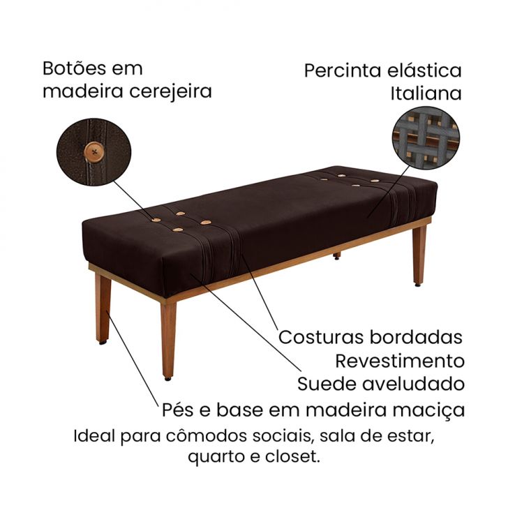 Conjunto de Cabeceira King com Recamier Gênova Suede Café