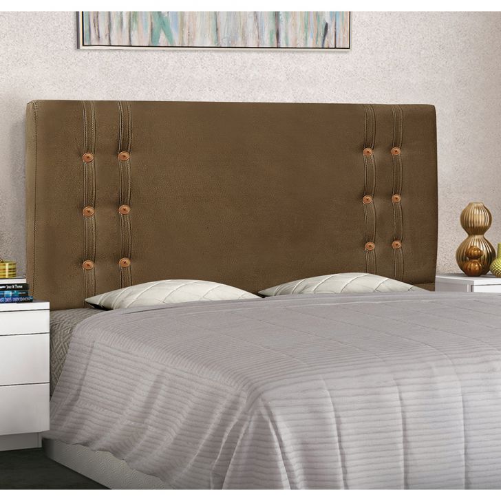 Conjunto de Cabeceira King com Recamier Gênova Suede Caramelo