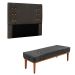 Conjunto de Cabeceira King com Recamier Gênova Suede Cinza