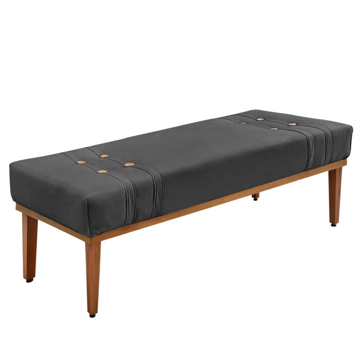 Conjunto de Cabeceira King com Recamier Gênova Suede Cinza