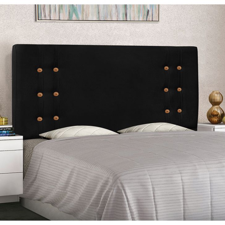 Conjunto de Cabeceira King com Recamier Gênova Suede Preto