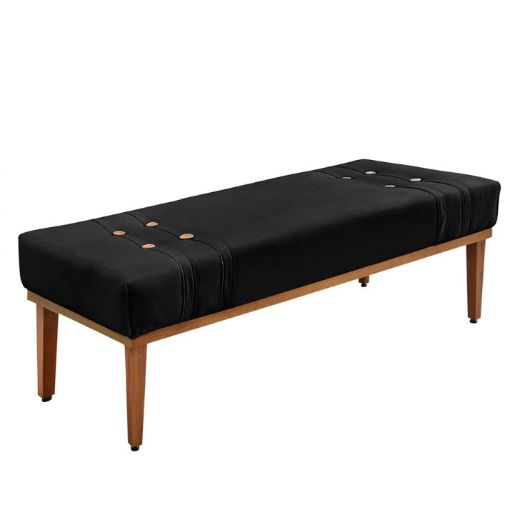 Conjunto de Cabeceira King com Recamier Gênova Suede Preto