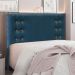 Conjunto de Cabeceira King com Recamier Gênova Veludo Azul Marinho