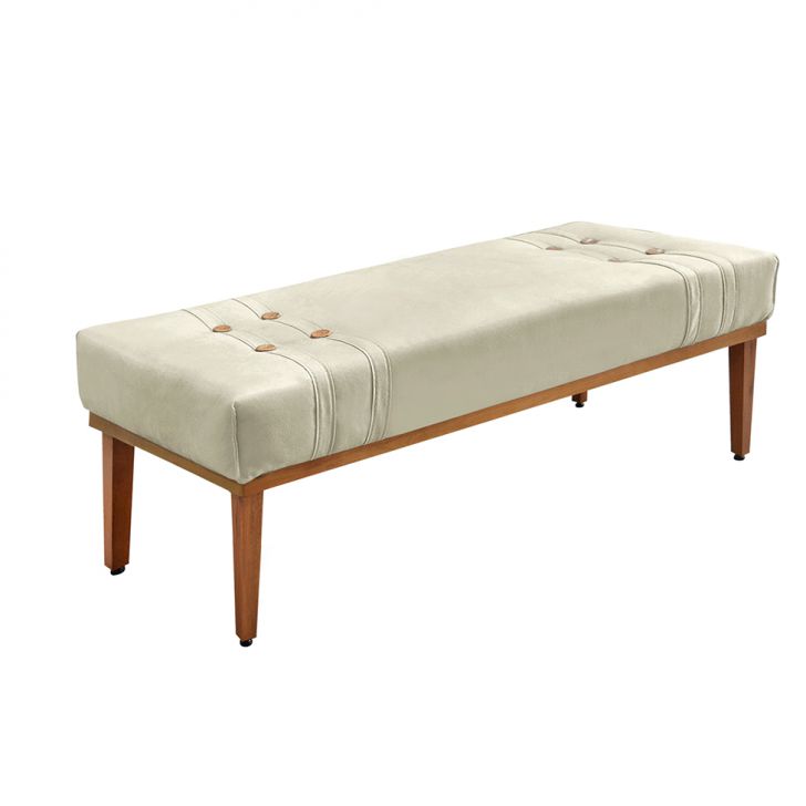 Conjunto de Cabeceira King com Recamier Gênova Veludo Bege