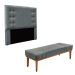 Conjunto de Cabeceira King com Recamier Gênova Veludo Cinza