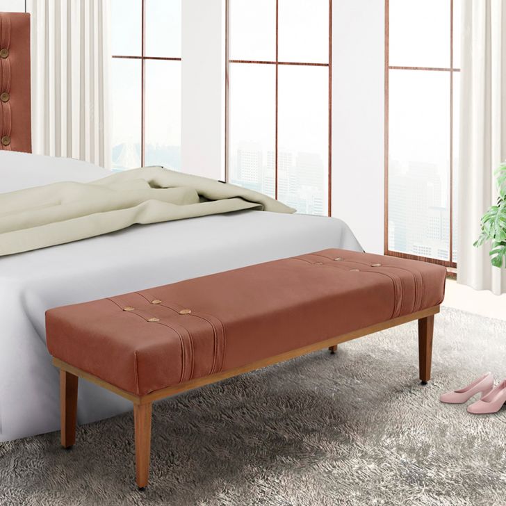 Conjunto de Cabeceira King com Recamier Gênova Veludo Cobre