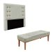 Conjunto de Cabeceira King com Recamier Gênova Veludo Prata
